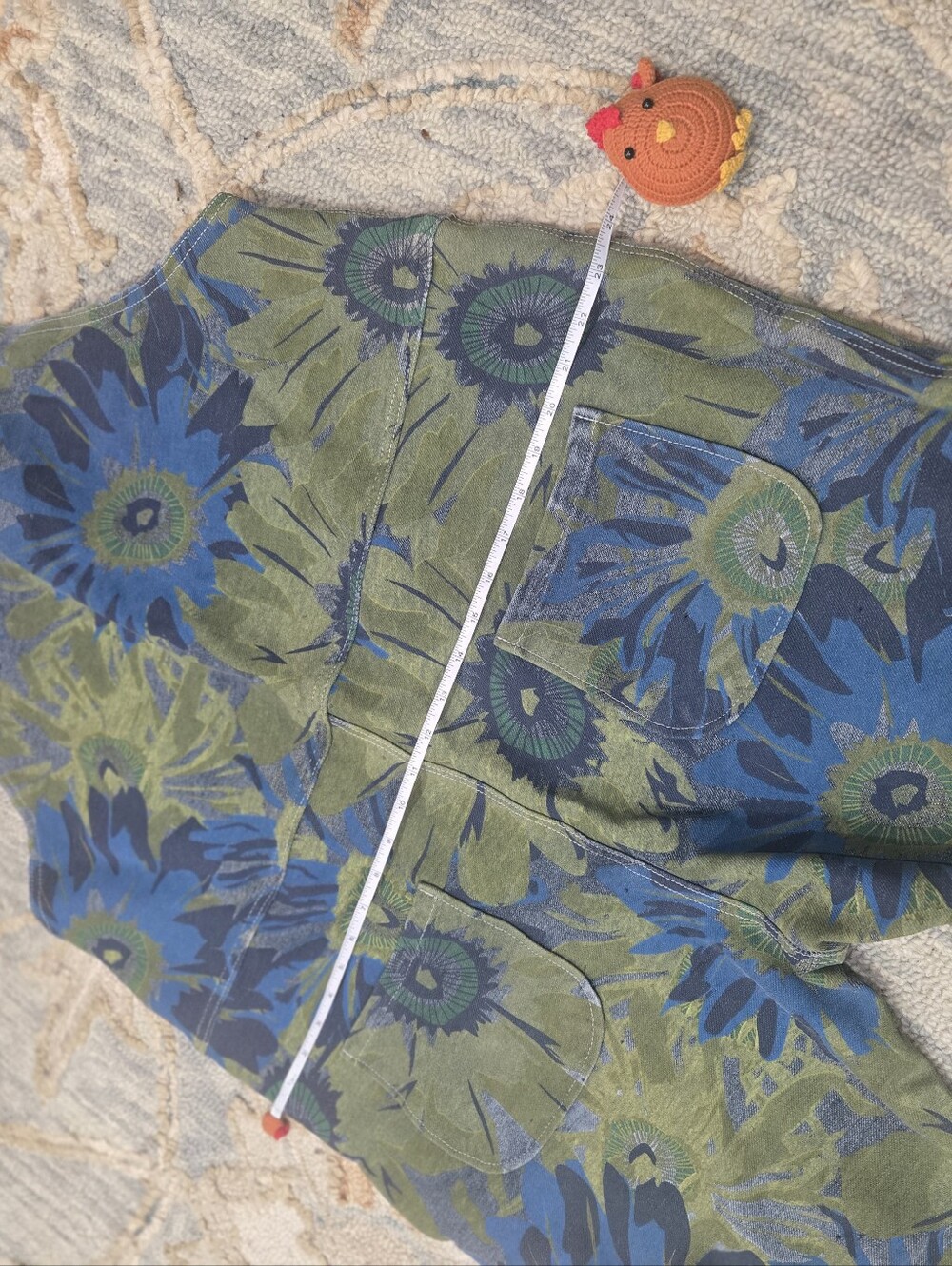 Olive Green & Blue Floral Braided-Strap Overalls Jumpsuit - Picture 9 of 11